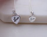 Love stamped heart pendant set