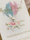 Pink and White Unicorn Necklace