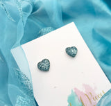 Frozen inspired - sparkly blue heart earrings (large)