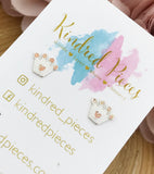 Princess Crown Earrings - White and Pink Glitter