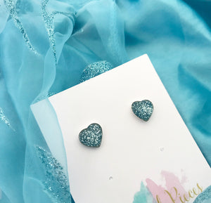 Frozen inspired - sparkly blue heart earrings (large)