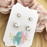 Rose Gold Solitaire Earring Set