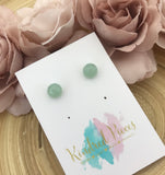 Faceted dome earrings - light green