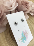 Circle earrings with glass pearls - light grey