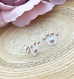 Princess Crown Earrings - White and Pink Glitter