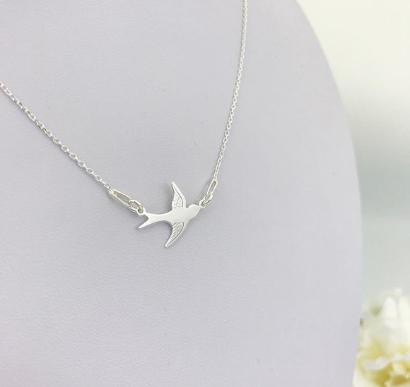 Bluebird connector necklace - silver