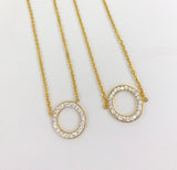 Circle Crystal Necklace and Bracelet Set - Gold